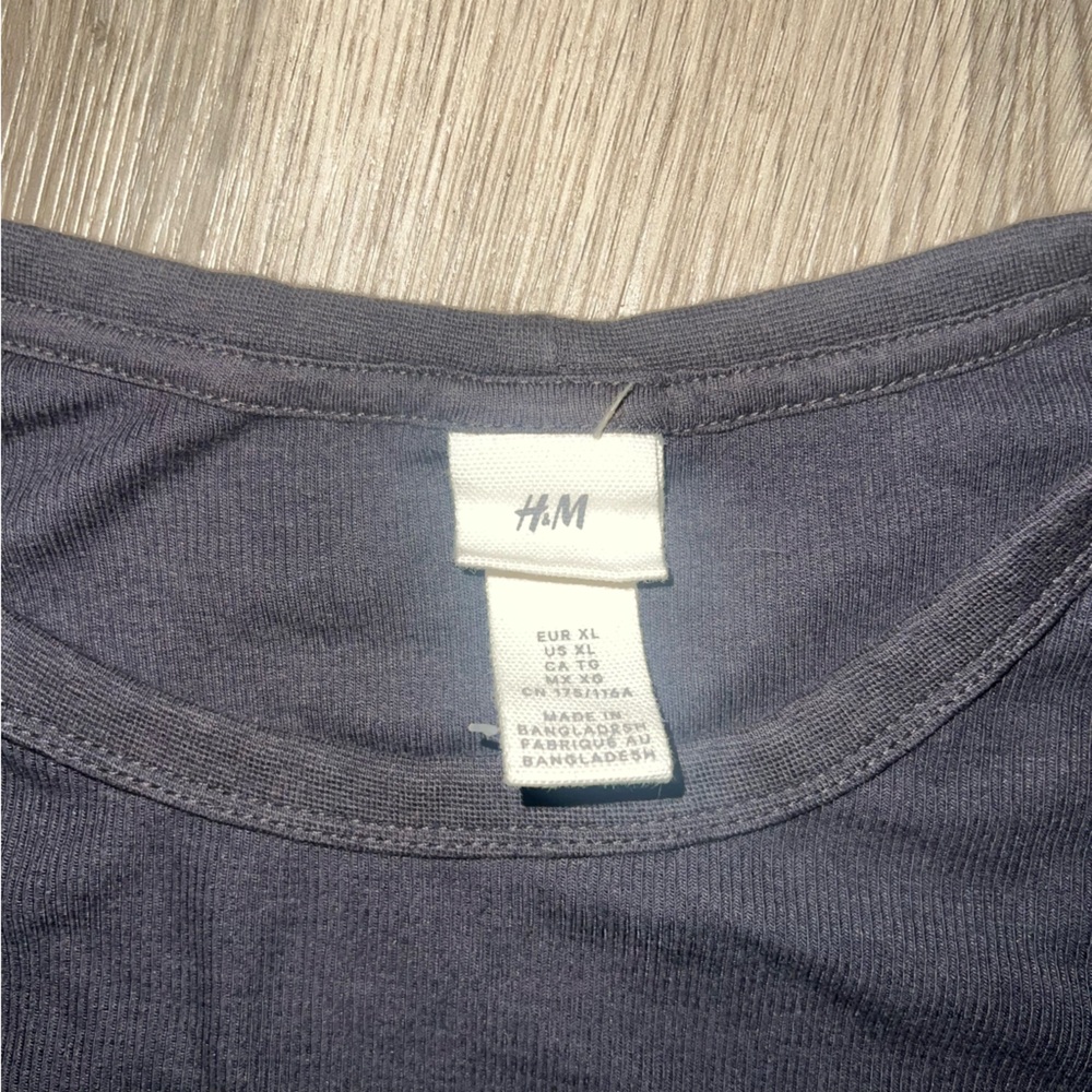 H&M Dark Gray Long Sleeve Tee Shirt XL Cotton Modal Blend - Picture 10 of 14